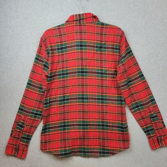 LL Bean Signature Flannel Shirt Mens Small Red Plaid Slim Fit Organic Cotton - Picture 12 of 14